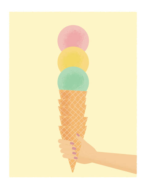 istock Summertime background with ice cream in woman hand. Flat modern design vector illustration. 1301623718