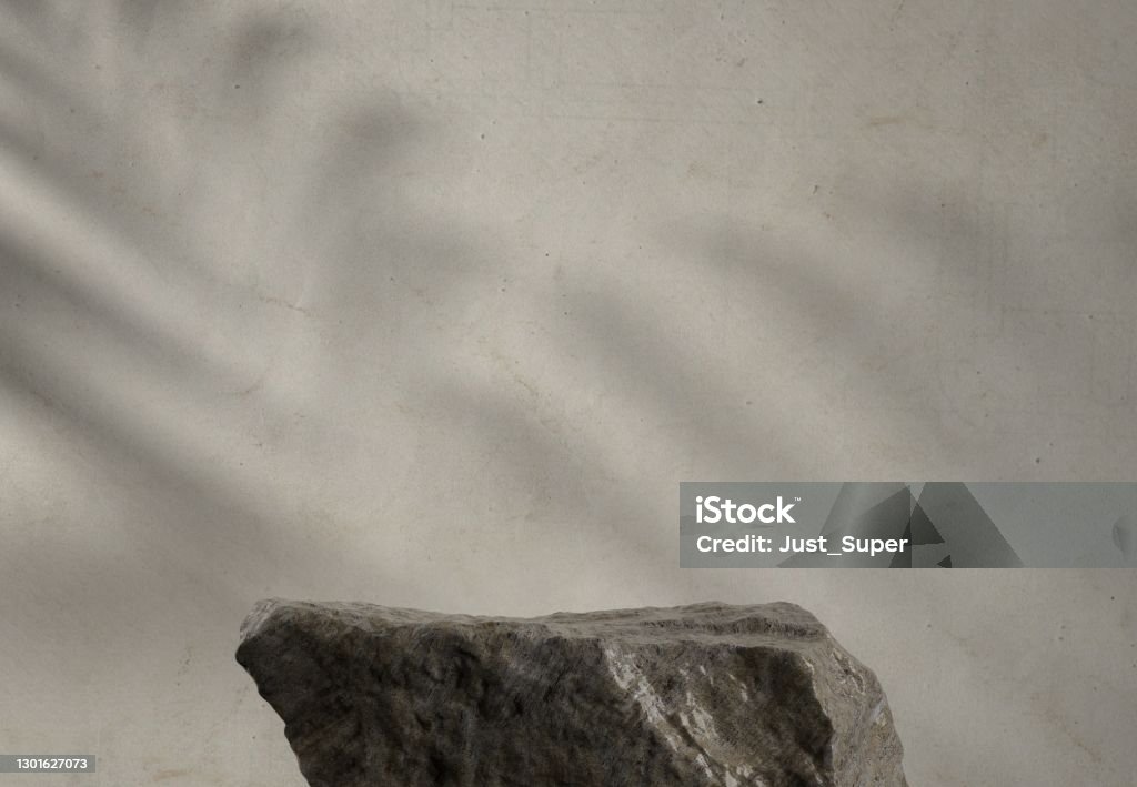 Pedestal with luxury rock concrete natural material. Product Mockup Presentation Platform. Abstract, Abstract Backgrounds, Advertisement, Art Product. Product Mockup and Presentation Platform. Backgrounds Stock Photo