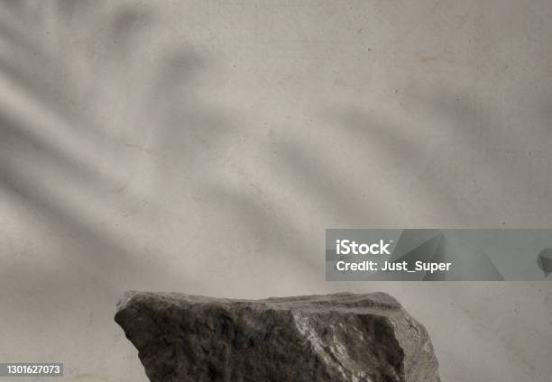 Pedestal With Luxury Rock Concrete Natural Material Product Mockup Presentation Platform Stock Photo - Download Image Now