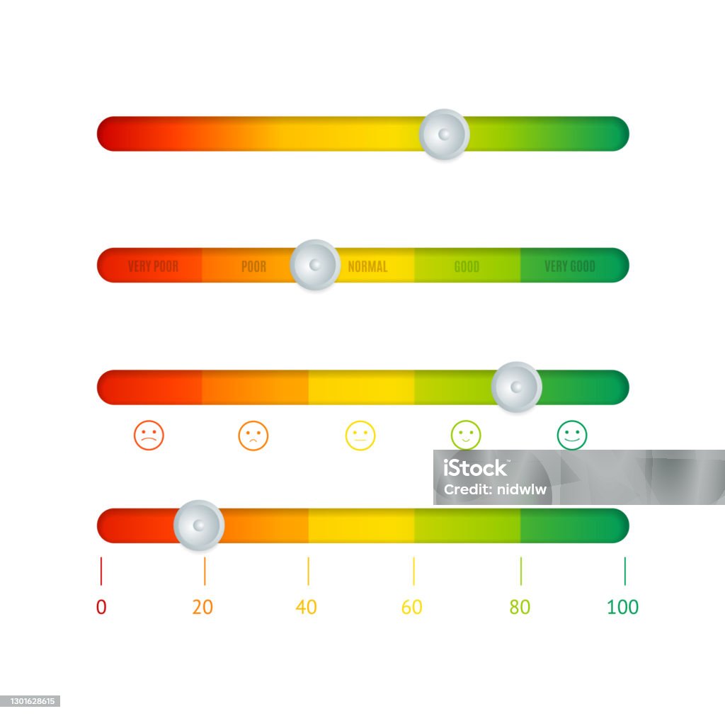 Realistic Detailed 3d Level Indicator Set Vector Stock Illustration ...