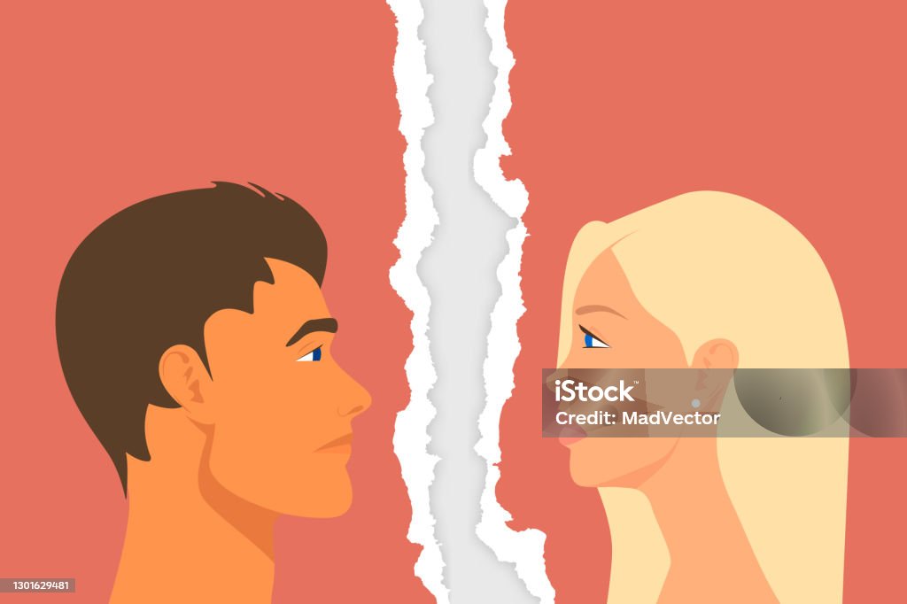 Ilustración de Pareja De Divorcio Gente Triste Hombre Y Mujer Retrato De Primer Plano Sobre El Fondo De Papel Rasgado Roto Disputa Escándalo Relación Problemas Concepto Ilustración Vectorial De Stock y más Ilustración de Pareja De Divorcio Gente Triste Hombre Y Mujer Retrato De Primer Plano Sobre El Fondo De Papel Rasgado Roto Disputa Escándalo Relación Problemas Concepto Ilustración Vectorial De Stock y más