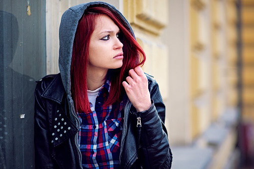 Portrait of depressed young woman