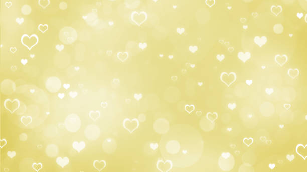 istock Soft blurred gold and white background with hearts and circles. Valentines day bokeh background 1301634730