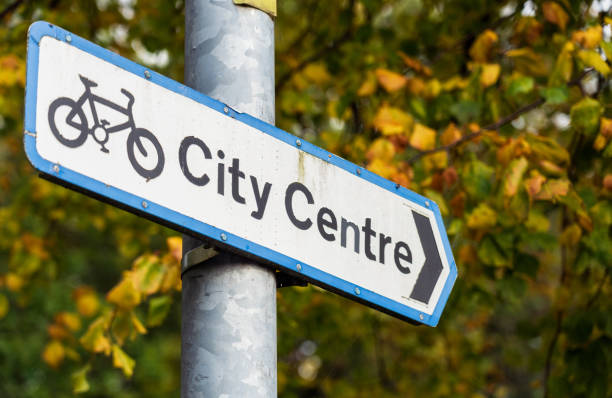 istock City Centre sign for cyclists 1301635470