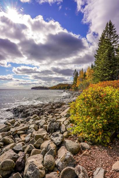 istock Rocky shoreline at Split Rock Lighthouse State Park in Minnesota 1301638914