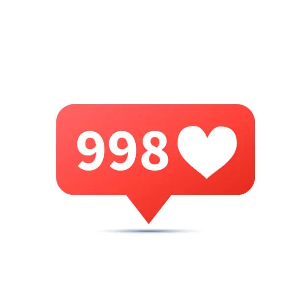 Vector illustration of Bright red trendy icon for social network.A lot of heart likes, piktogram on white