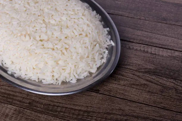 Photo of Portion of white rice served in popular restaurants.