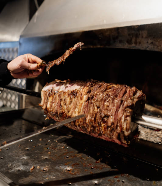 istock Turkish style doner kebab on metal grate 1301641942
