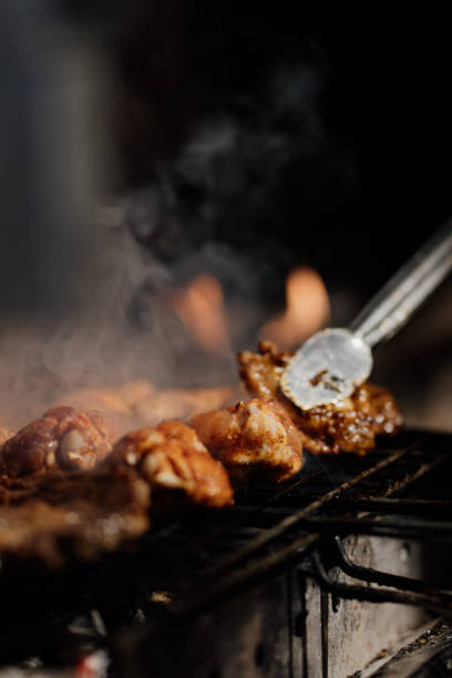 istock Turkish style doner kebab on metal grate 1301642634