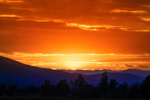 Beautiful Sunset in Croatia. Sunlight and Mountains in Background. Beautiful Sky