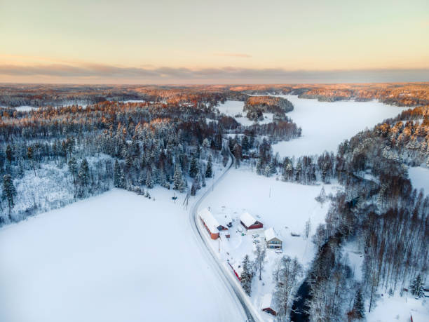 istock Aerial winter forest in lapland Finland 1301643008