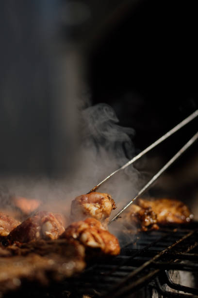 istock Turkish style doner kebab on metal grate 1301643071