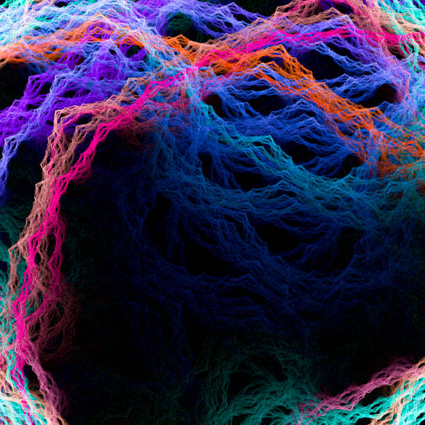 High resolution multicolored fractal background which patterns remind those of tangled wool strands.