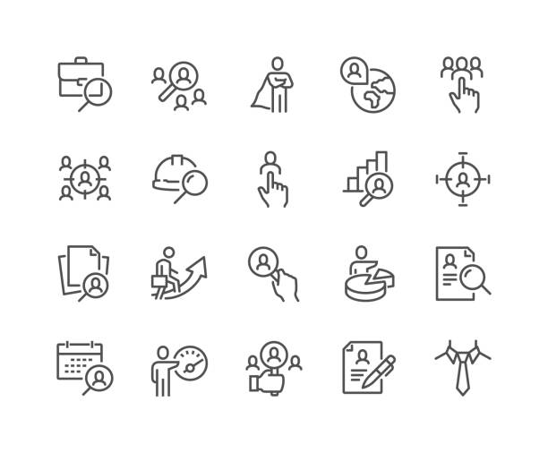 라인 헤드헌팅 아이콘 - symbol expertise computer icon representative stock illustrations