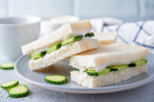 istock Cucumber cream cheese sandwiches on the plate 1301648191