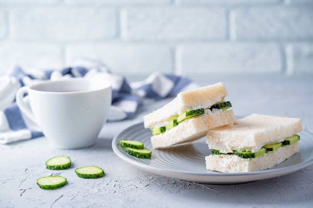 istock Cucumber cream cheese sandwiches on the plate 1301648209
