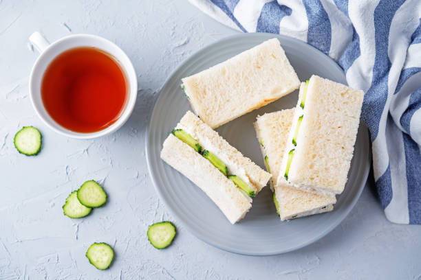 istock Cucumber cream cheese sandwiches on the plate 1301648379