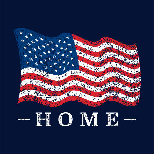American Flag Home A vector illustration of an American Flag with the word "home" underneath. american flag house stock illustrations