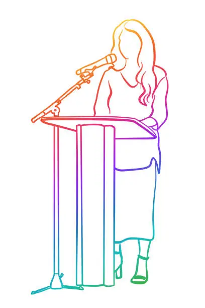 Vector illustration of Public Speech Online Lectures Rainbow