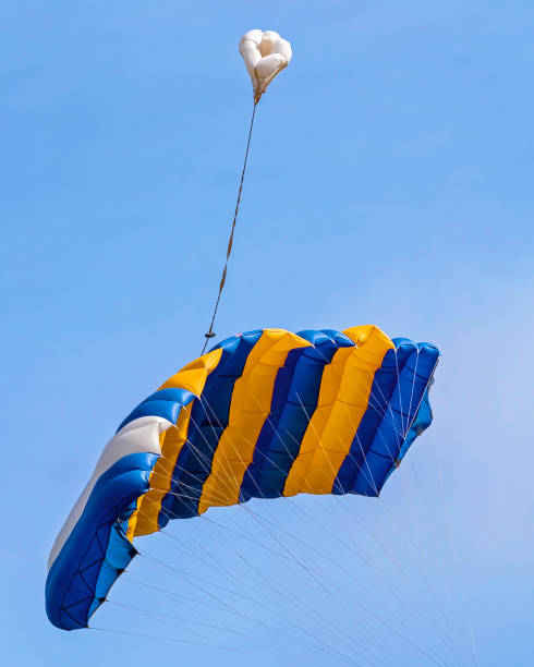 istock Blue and yellow skydiving parachute 1301658917