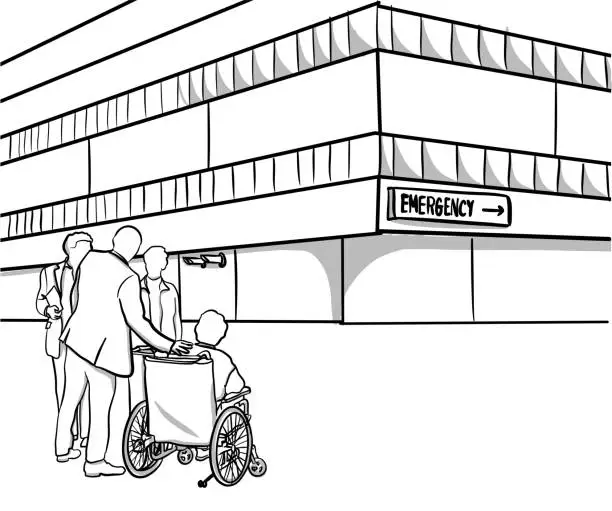 Vector illustration of Emergency Hospital Building Outside