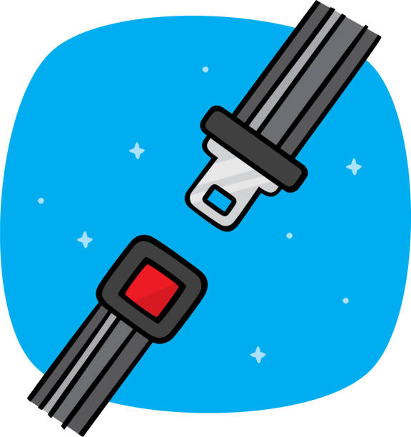 Seatbelt Doodle Vector illustration of a hand drawn seatbelt against a blue background. buckle cartoon stock illustrations