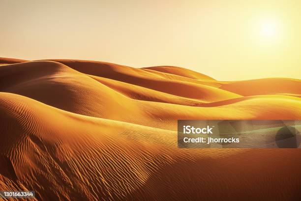 Sand Dunes At Sunset Stock Photo - Download Image Now - Desert Area, Sand, Sand Dune