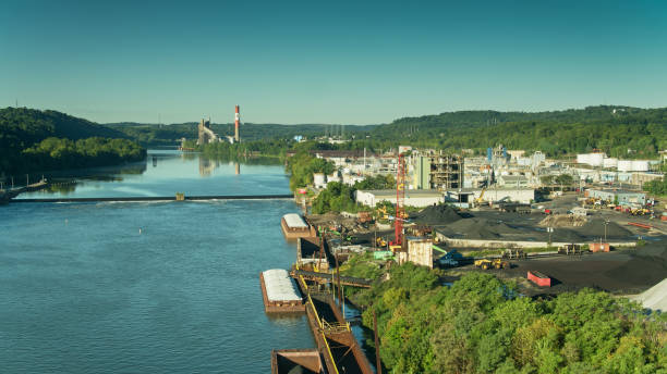 istock Industrial Barges on the Monongahela River in West Elizabeth, Pennsylvania 1301677088