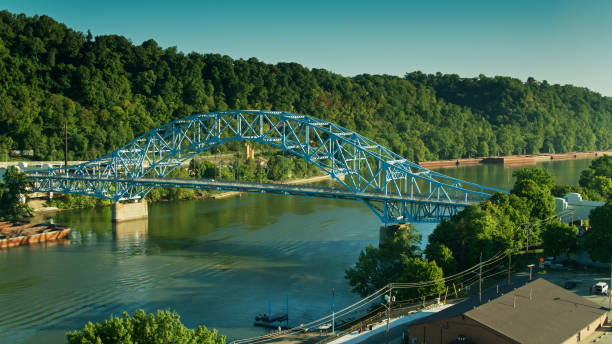 istock Traffic on Elizabeth Bridge in Pennsylvania - Aerial 1301677089