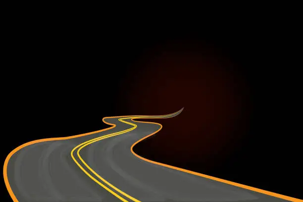 Vector illustration of Road free way on black background