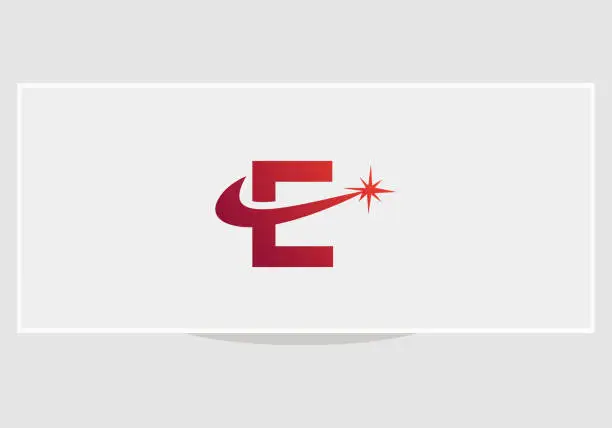 Vector illustration of Spark E logo design. E letter logo design with spark concept.