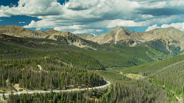 istock Empty Highway 50 in Monarch Pass - Drone Shot 1301694320