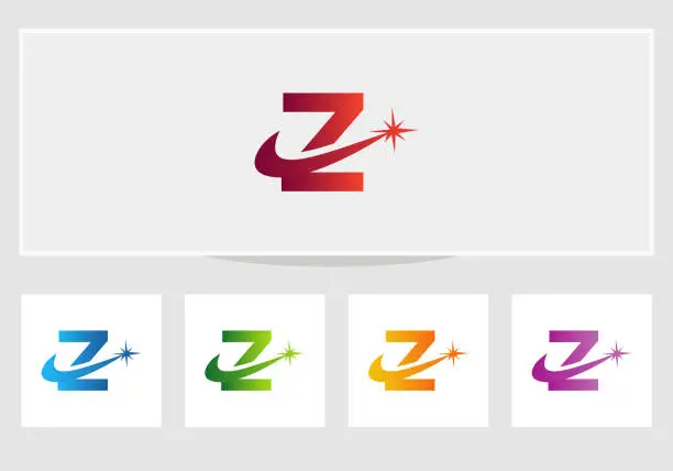 Vector illustration of Abstract Spark Z logo design. Z letter logo design with spark concept.