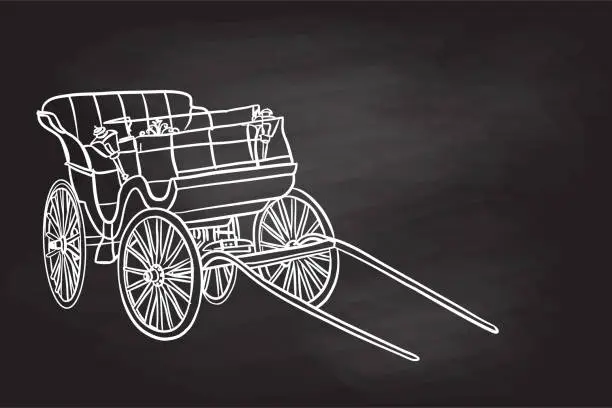 Vector illustration of Historic Horse Carriage Chalkboard