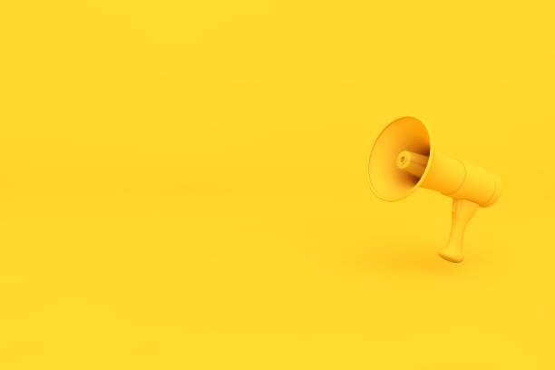 istock 3D Yellow Megaphone on Yellow Background 1301703532
