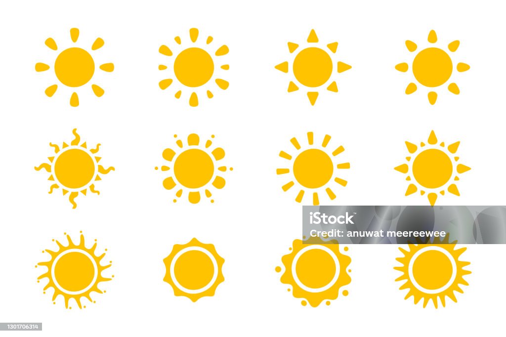 Vector Cartoon Yellow Sun Shining Light Rays To Heat The Summer Isolated On  White Background Stock Illustration - Download Image Now - iStock