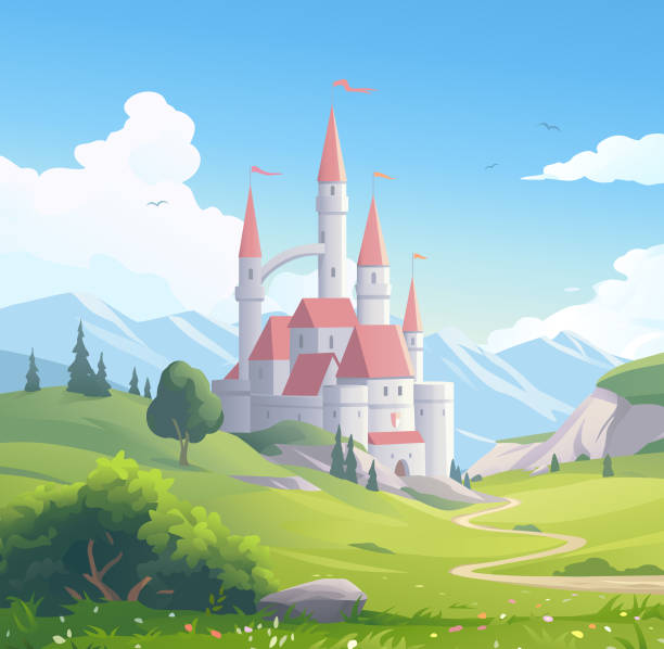 ilustraciones, imágenes clip art, dibujos animados e iconos de stock de castillo - castle fairy tale palace forest