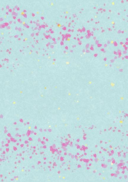 istock Blue Japanese paper with cherry blossom blizzard and gold leaf 1301713848