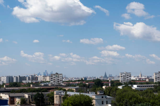 View from the window of the 8th floor. Sokolinaya Gora district Moscow stock photo