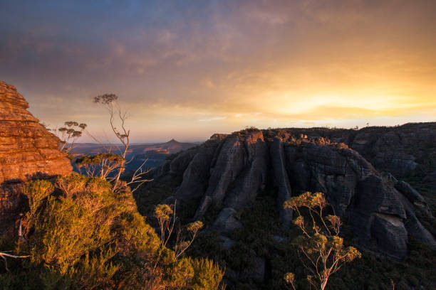 Sunrise over mountains and valleys, south coast, NSW, Australia