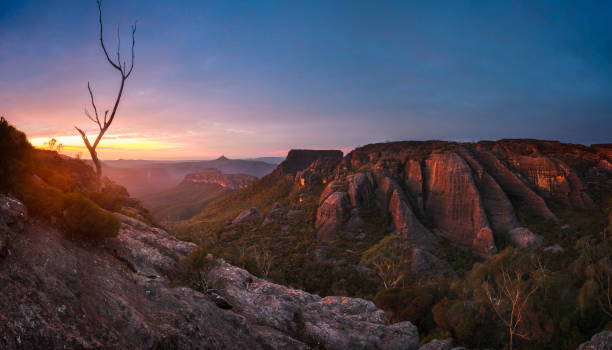 istock Panorama of sunrise over mountains and valleys 1301716943