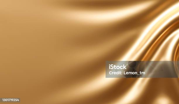 Abstract Gold Fabric Background Texture With Golden Elegant Satin Material 3d Rendering Stock Photo - Download Image Now
