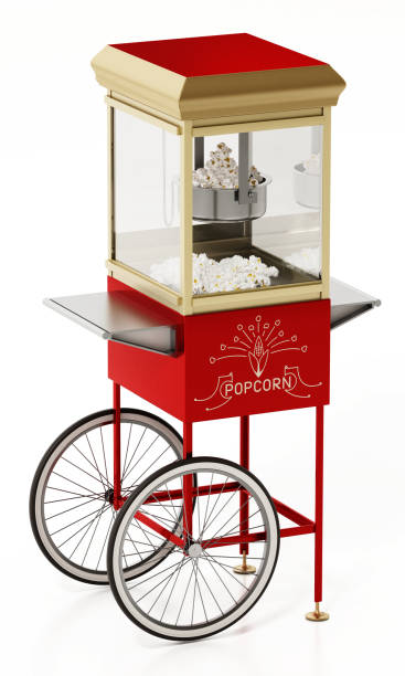 istock Vintage popcorn cart isolated on white 1301719560