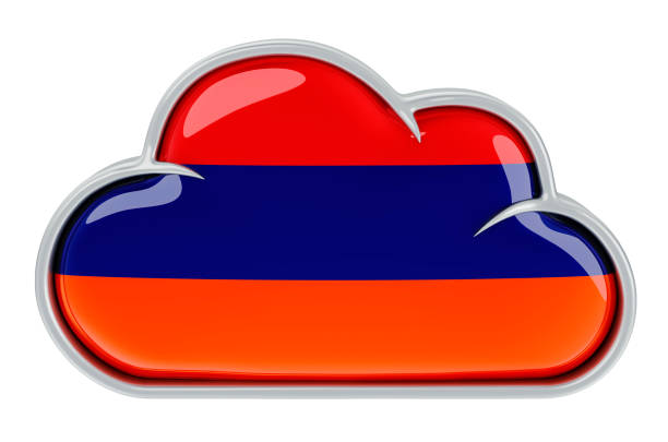 Flag of Armenia on dark blue background. 3D render