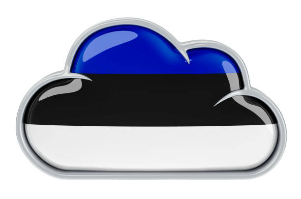 Cloud storage service in Estonia, 3D rendering isolated on white background