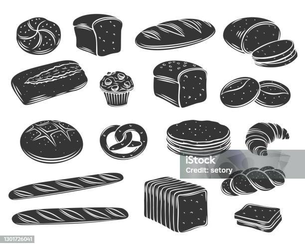 Bakery Bread Glyph Icon Stock Illustration - Download Image Now - Bread, Drawing - Activity, In Silhouette