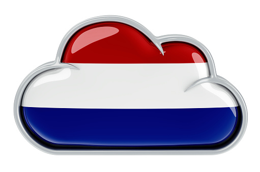 Cloud storage service in the Netherlands, 3D rendering isolated on white background