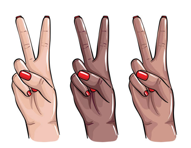 Peace Sign Nails Hands Art Two Fingers Sign Black Women Latina And White Women Hand Gesture Red Nail Polish Sketch Beauty Saon Procedure Vector Stock Illustration - Download Image Now - iStock Peace Sign Nails Hands Art Two Fingers Sign Black Women Latina And White Women Hand Gesture Red Nail Polish Sketch Beauty Saon Procedure Vector Stock Illustration - Download Image Now - iStock