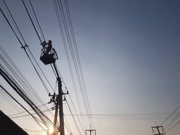 istock Maintenance Technician On the cable car To find the cause and fix Power failure problem 1301731708