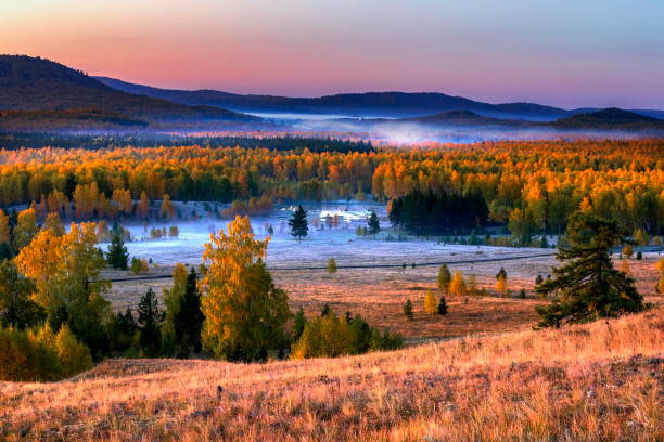 istock Sunrise over the Ural mountains 1301733627